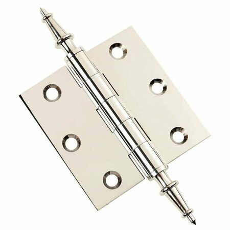 EMBASSY 3 x 3 Solid Brass Hinge, Polished Nickel Finish with Steeple Tips 3030US14S-1